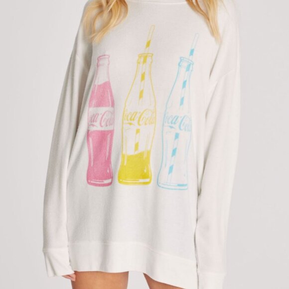 Wildfox Coca-Cola Roadtrip Sweatshirt Oversized Loose Extra Long Vanilla - XL - Picture 2 of 12
